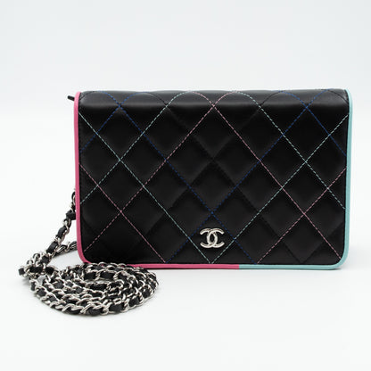 Classic Wallet On Chain Black Pastel Leather