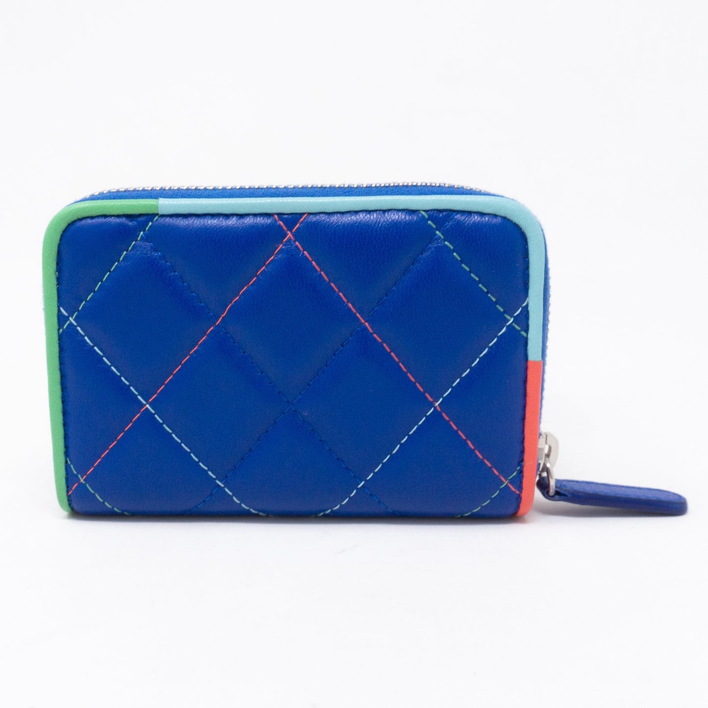 Zipped Coin Purse Blue Pastel Leather