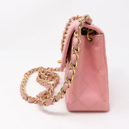 Classic Single Flap Mini Square Pink Caviar