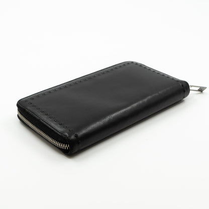 Studded Zip Around Wallet Black Leather