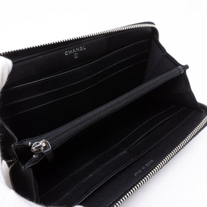 Studded Zip Around Wallet Black Leather