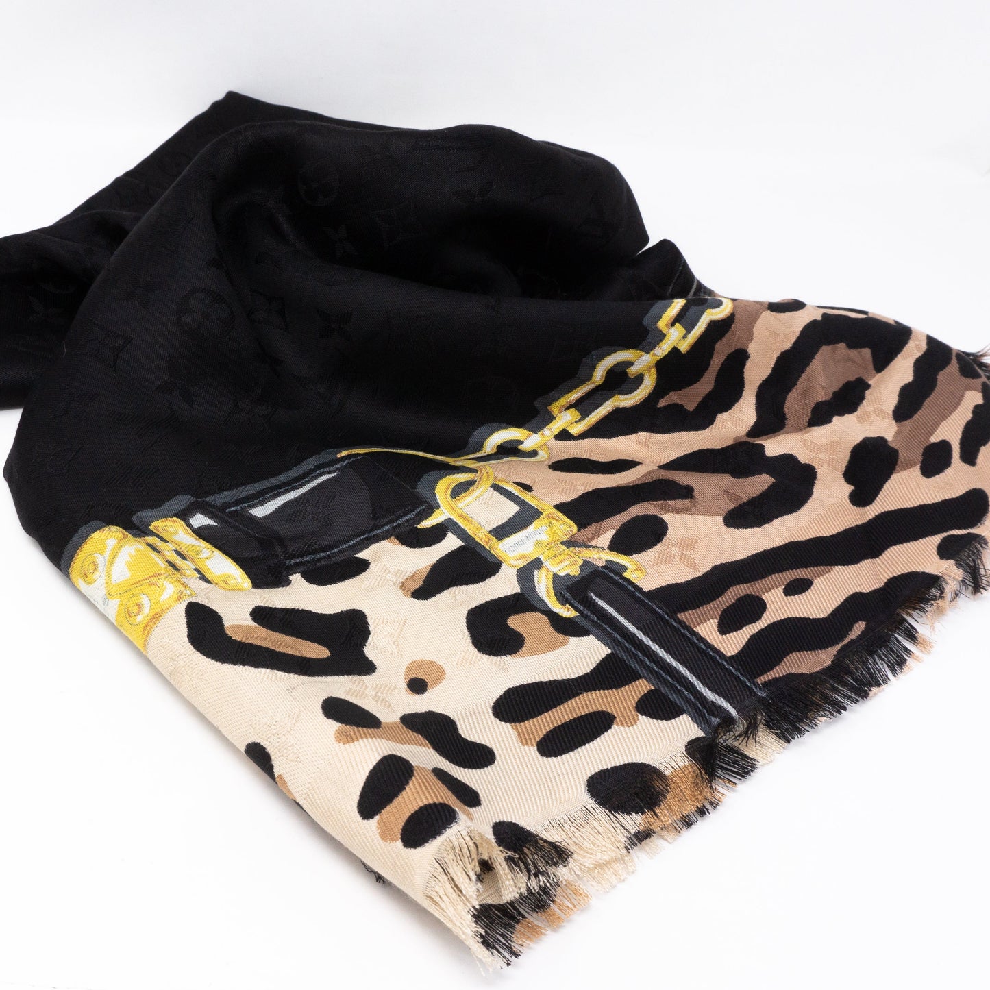 Louis-vuitton Monogram Shawl Leogram Black