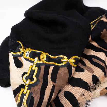 Louis-vuitton Monogram Shawl Leogram Black