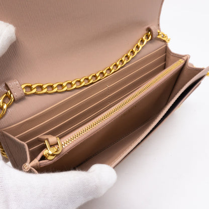 Wallet on Chain Beige Leather