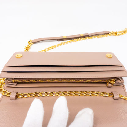 Wallet on Chain Beige Leather