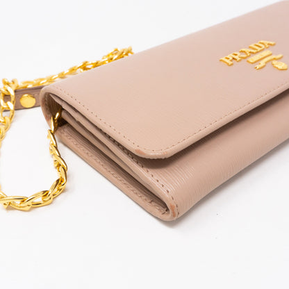 Wallet on Chain Beige Leather