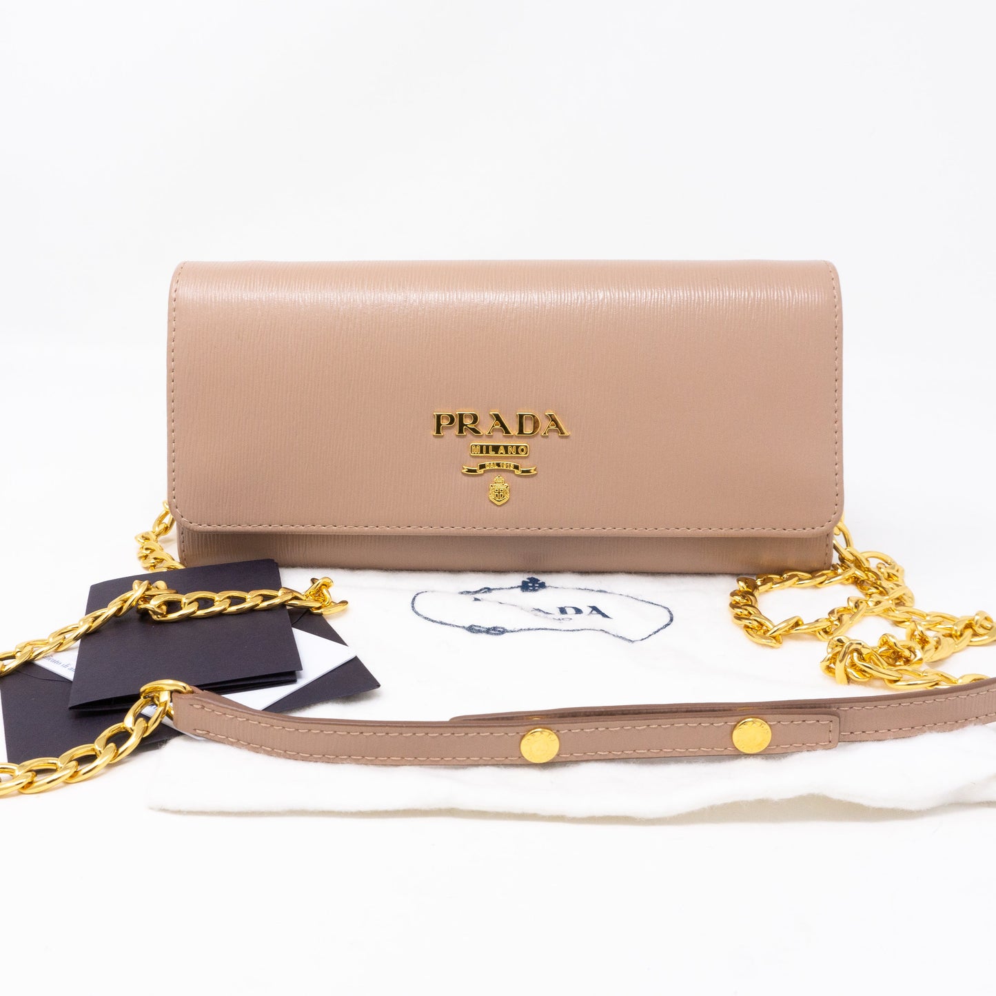 Wallet on Chain Beige Leather