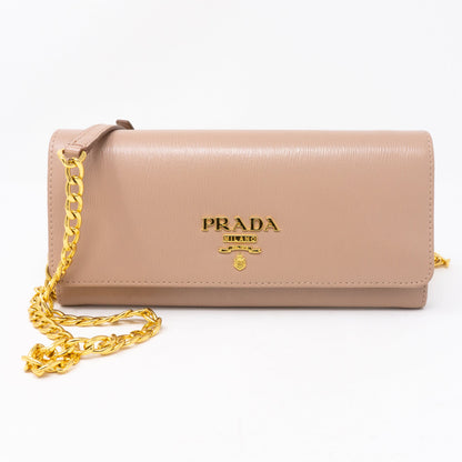 Wallet on Chain Beige Leather