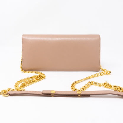 Wallet on Chain Beige Leather