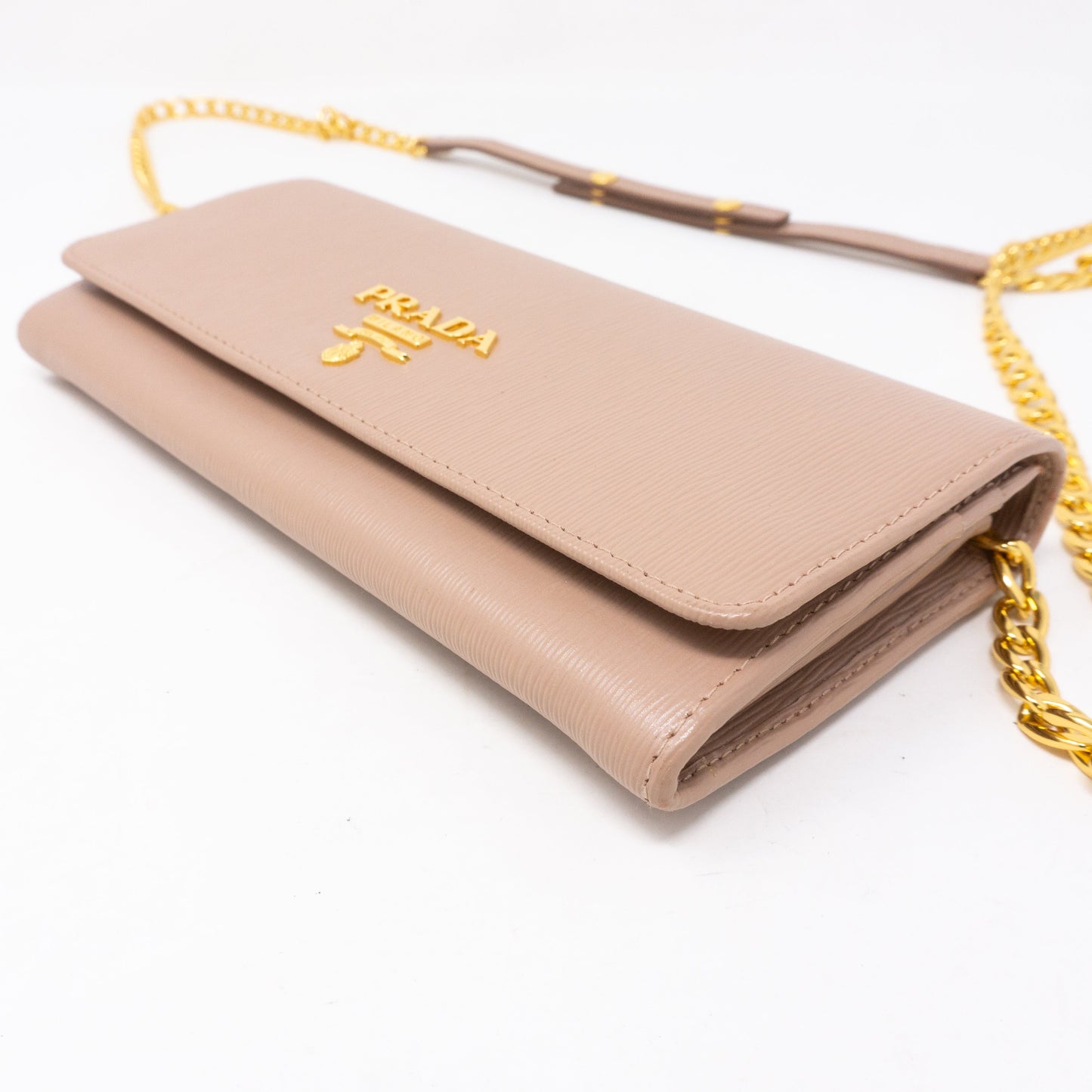 Wallet on Chain Beige Leather