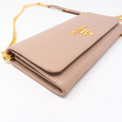 Wallet on Chain Beige Leather