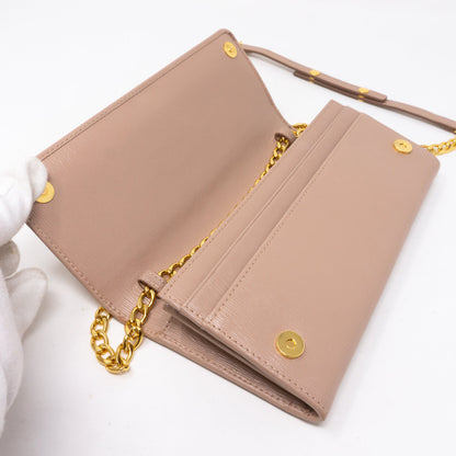 Wallet on Chain Beige Leather