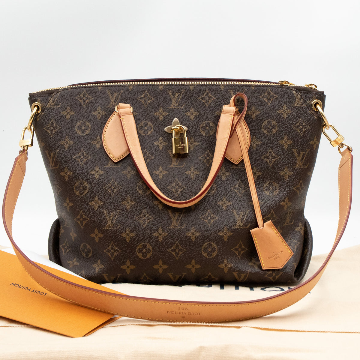 Louis-vuitton Flower Zipped Tote MM Monogram Beige