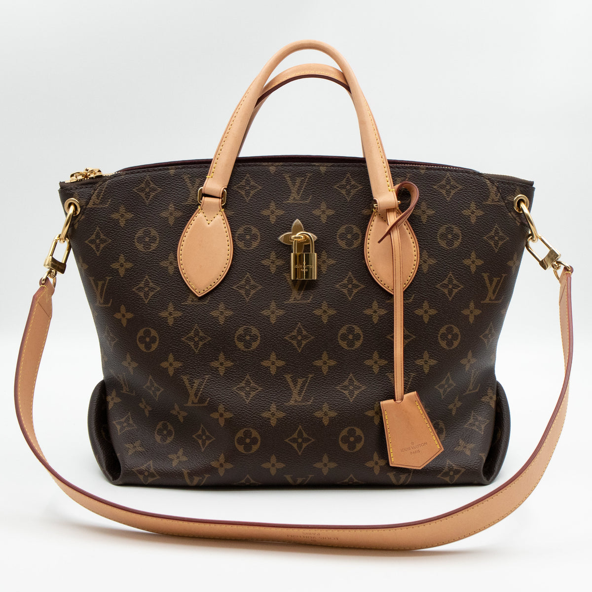 Louis-vuitton Flower Zipped Tote MM Monogram Beige