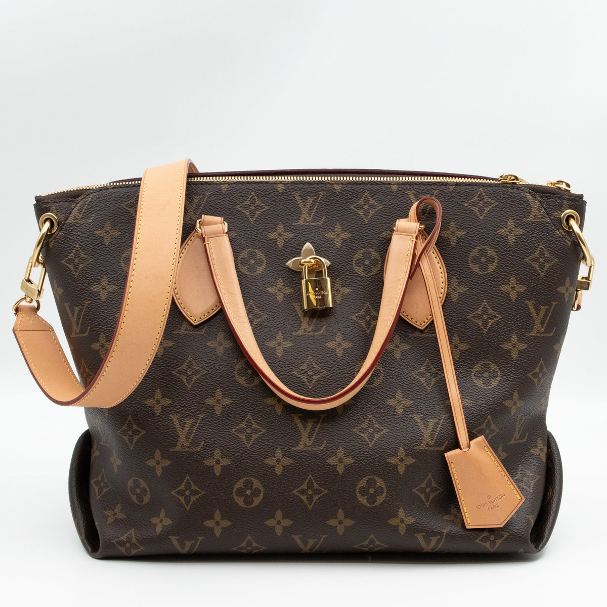 Louis-vuitton Flower Zipped Tote MM Monogram Beige