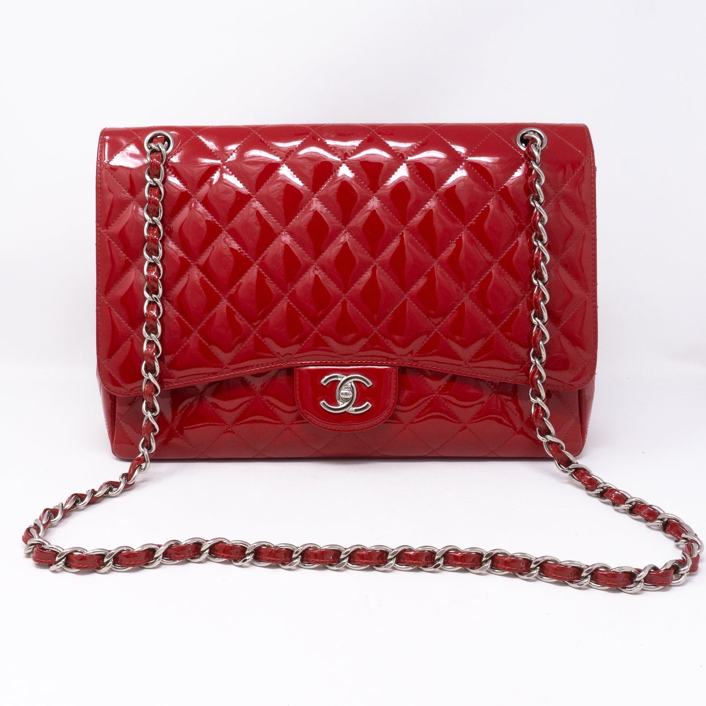 Classic Single Flap Maxi Red Patent Leather