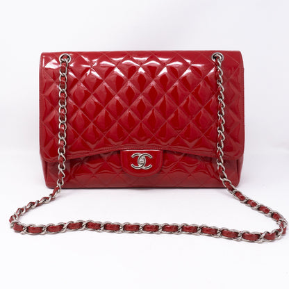 Classic Single Flap Maxi Red Patent Leather