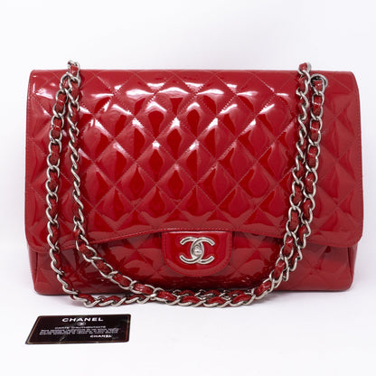 Classic Single Flap Maxi Red Patent Leather