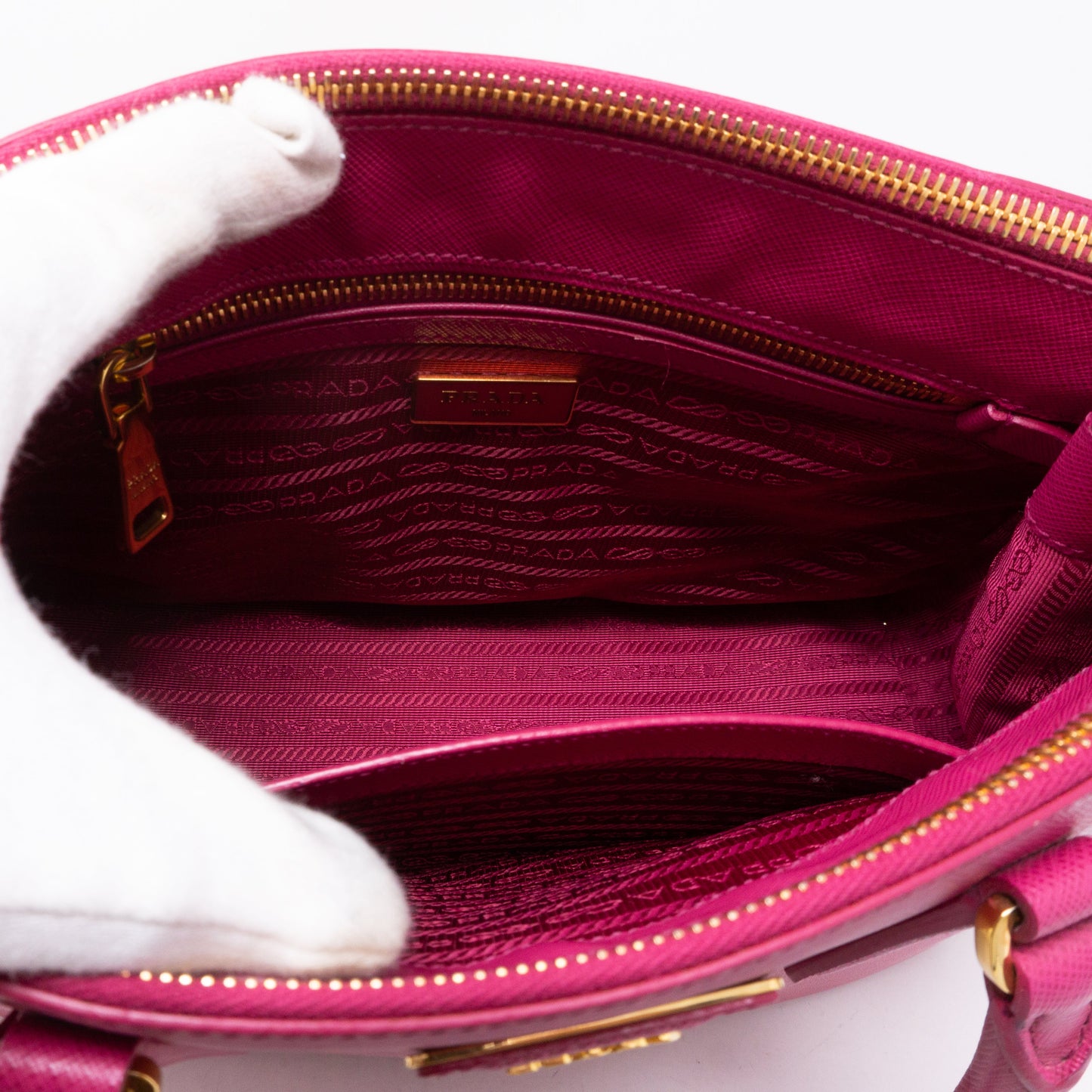 Galleria Small Double Zip Pink Saffiano