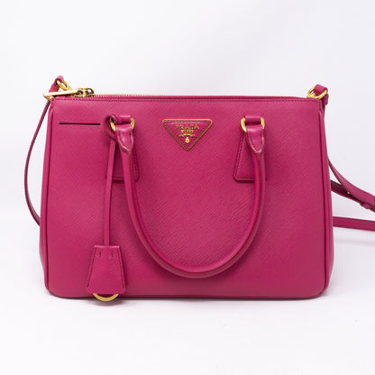 Galleria Small Double Zip Pink Saffiano