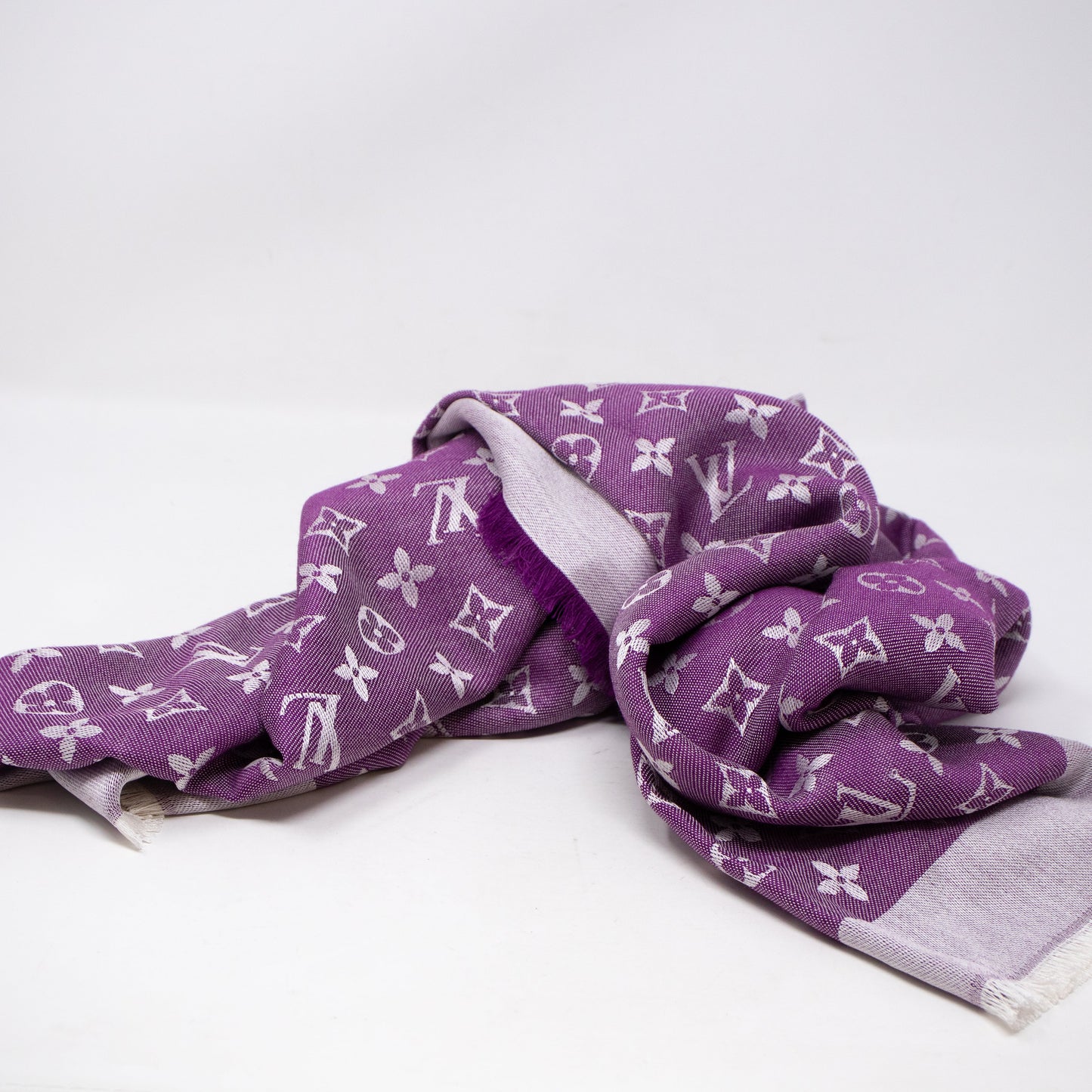 Louis-vuitton Monogram Denim Shawl Purple