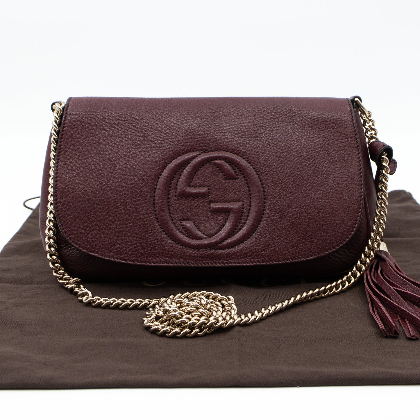 Soho Flap Chain Bag Burgundy Leather