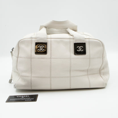 Boston Bag Quilted White Leather
