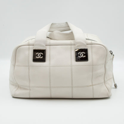 Boston Bag Quilted White Leather