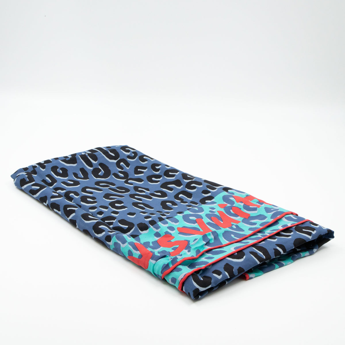 Louis-vuitton Leopard Silk Scarf Blue Orange