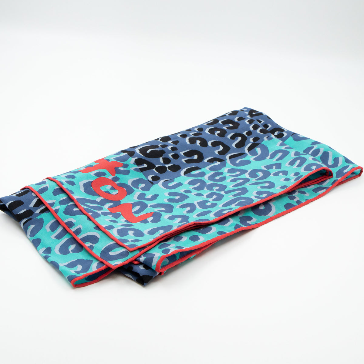 Louis-vuitton Leopard Silk Scarf Blue Orange