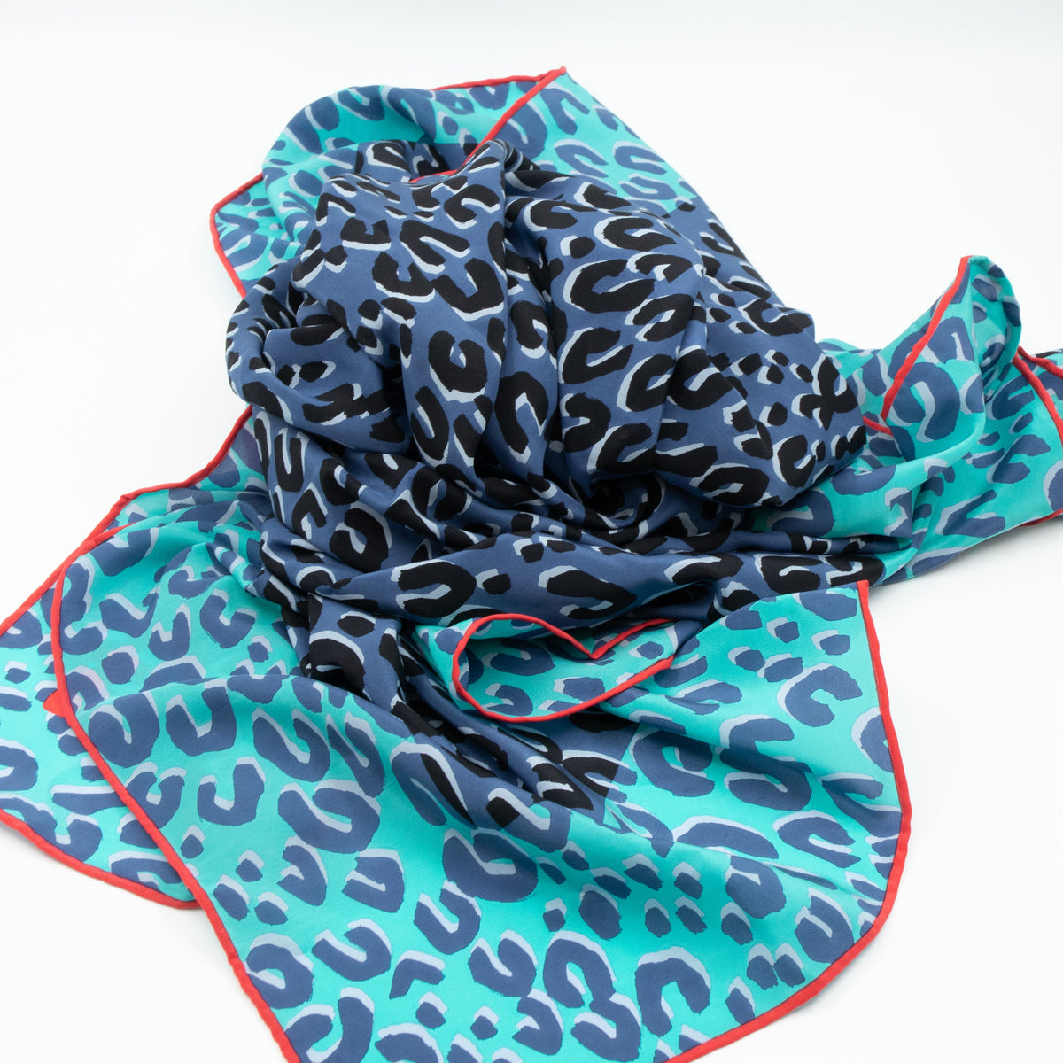 Louis-vuitton Leopard Silk Scarf Blue Orange