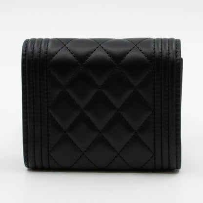 Small Classic Flap Boy Wallet Black Leather