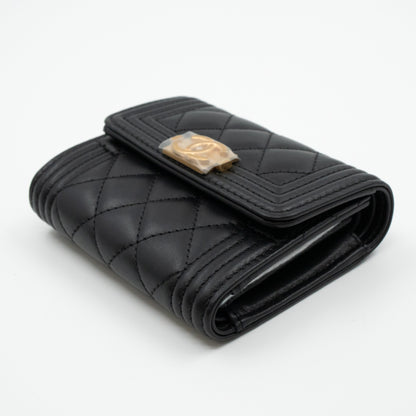 Small Classic Flap Boy Wallet Black Leather