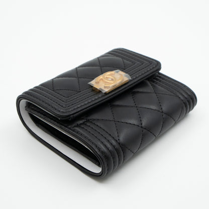 Small Classic Flap Boy Wallet Black Leather