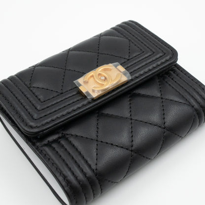 Small Classic Flap Boy Wallet Black Leather