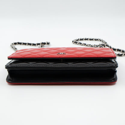 Classic Wallet On Chain Black Red Patent Leather