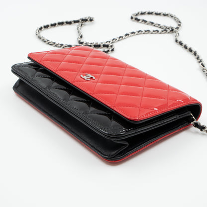 Classic Wallet On Chain Black Red Patent Leather