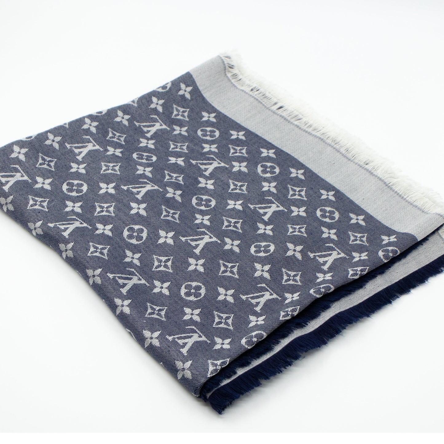 Louis-vuitton Monogram Denim Shawl Blue