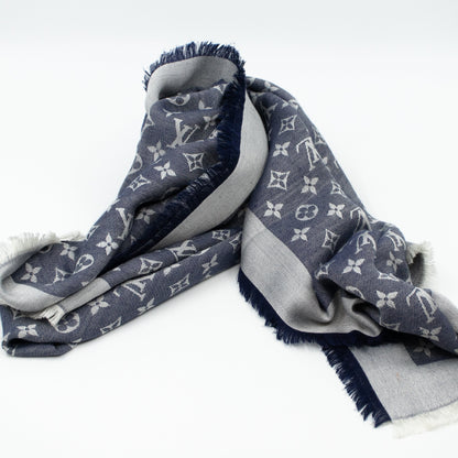 Louis-vuitton Monogram Denim Shawl Blue