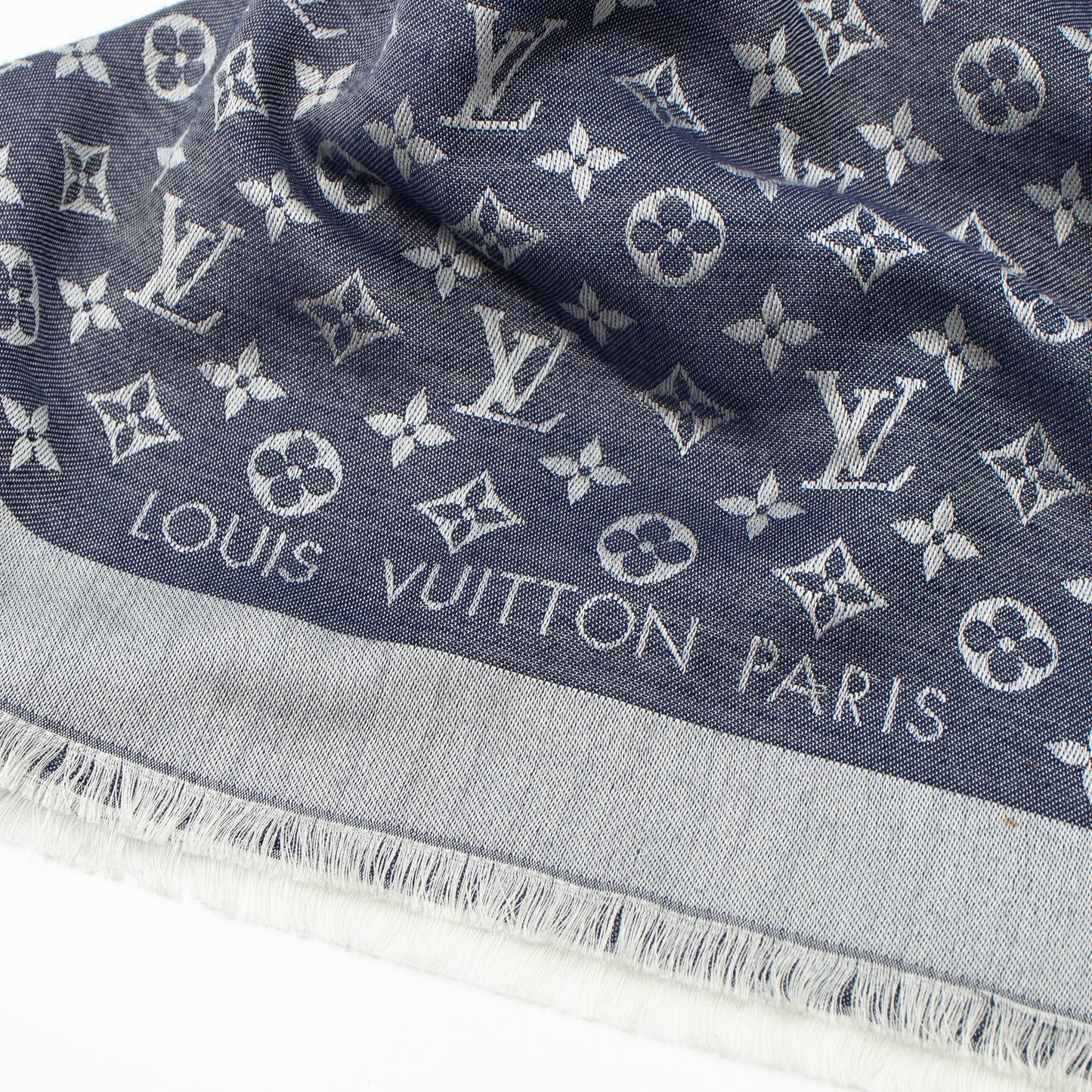 Louis-vuitton Monogram Denim Shawl Blue
