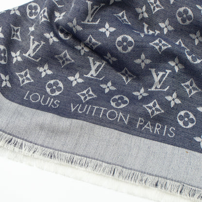 Louis-vuitton Monogram Denim Shawl Blue