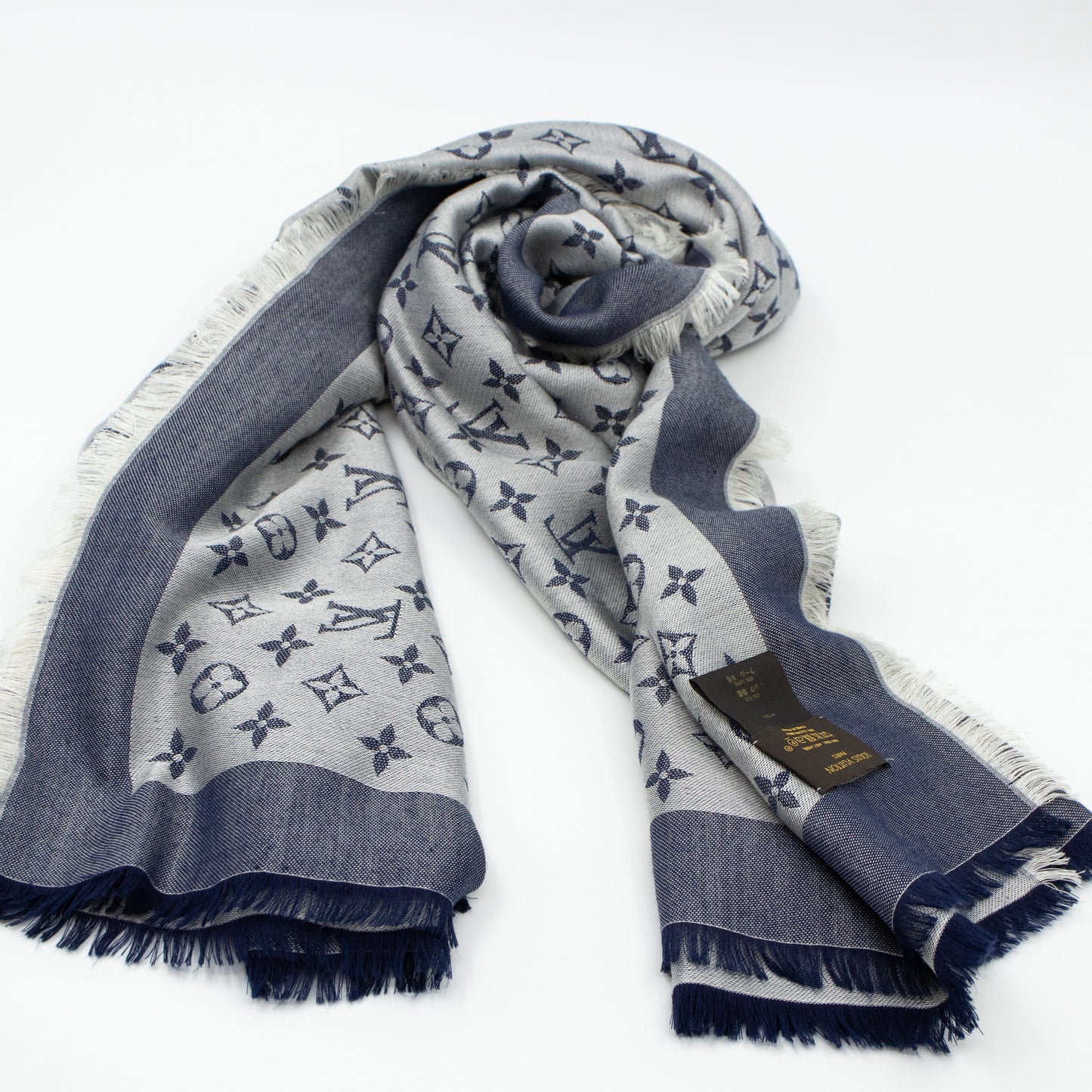 Louis-vuitton Monogram Denim Shawl Blue