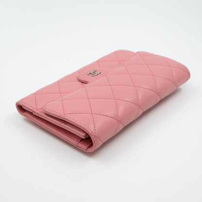 Classic Flap Wallet Pink Leather