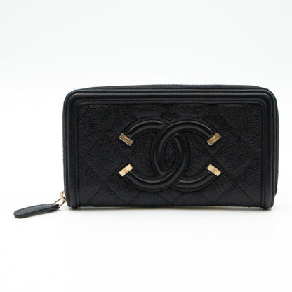 Medium Zipped Wallet CC Filigree Black Caviar