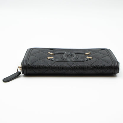 Medium Zipped Wallet CC Filigree Black Caviar