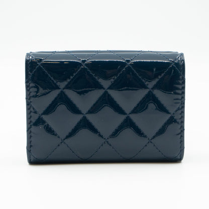 Compact Wallet Blue Patent Leather