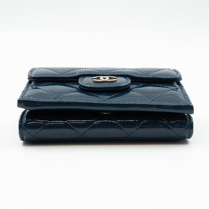 Compact Wallet Blue Patent Leather