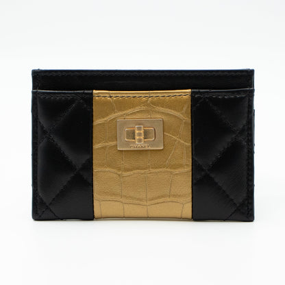 Card Holder Black & Gold Leather