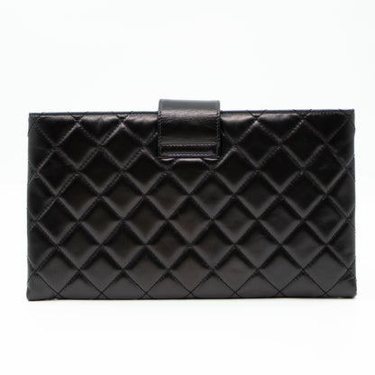 Coco Pleats Clutch Black Calfskin