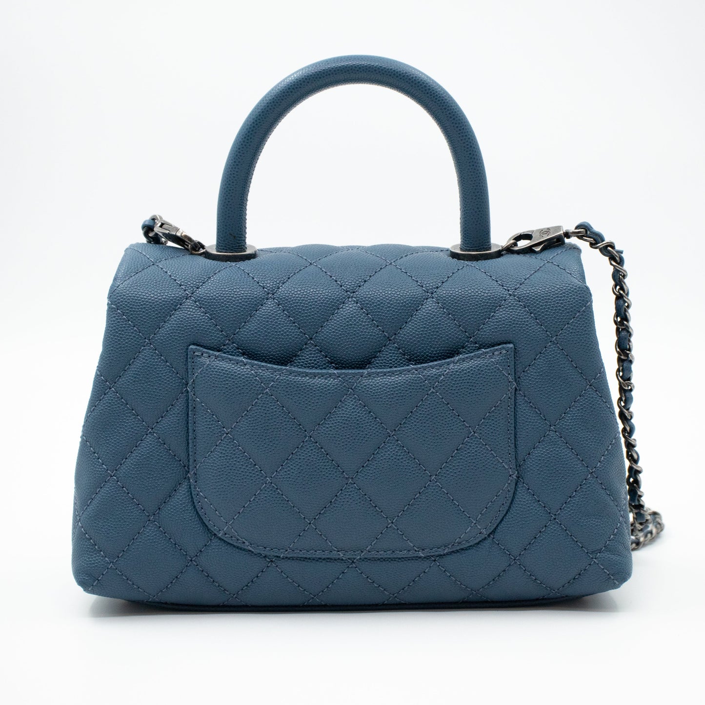 Coco Top Handle Bag Small Blue Caviar